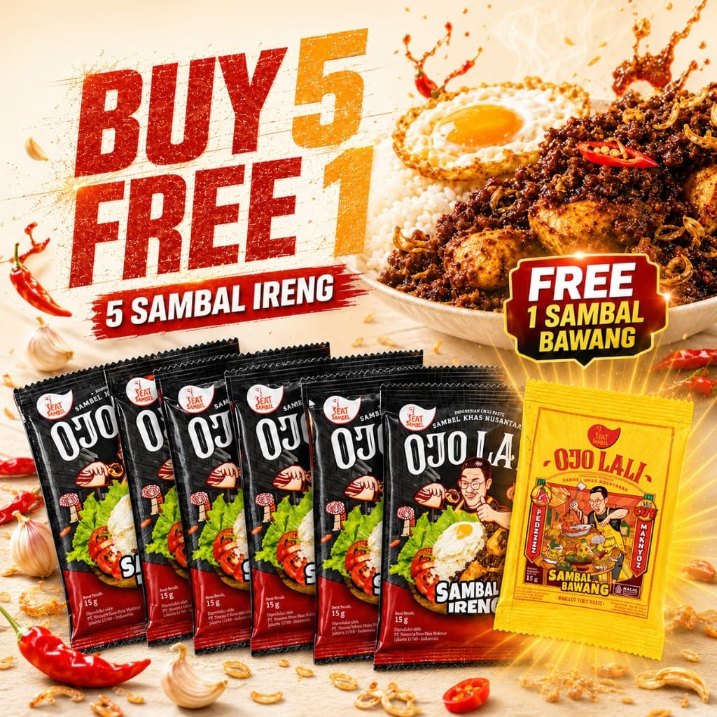 Sambal Ireng 5 Sachet + Percuma Sambal Bawang 1 Sachet